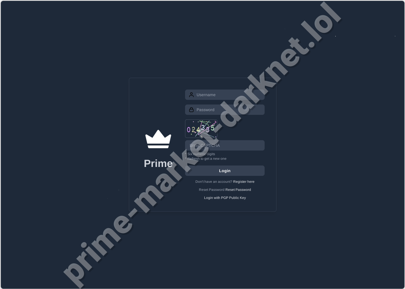 Prime Darknet Market secure login page